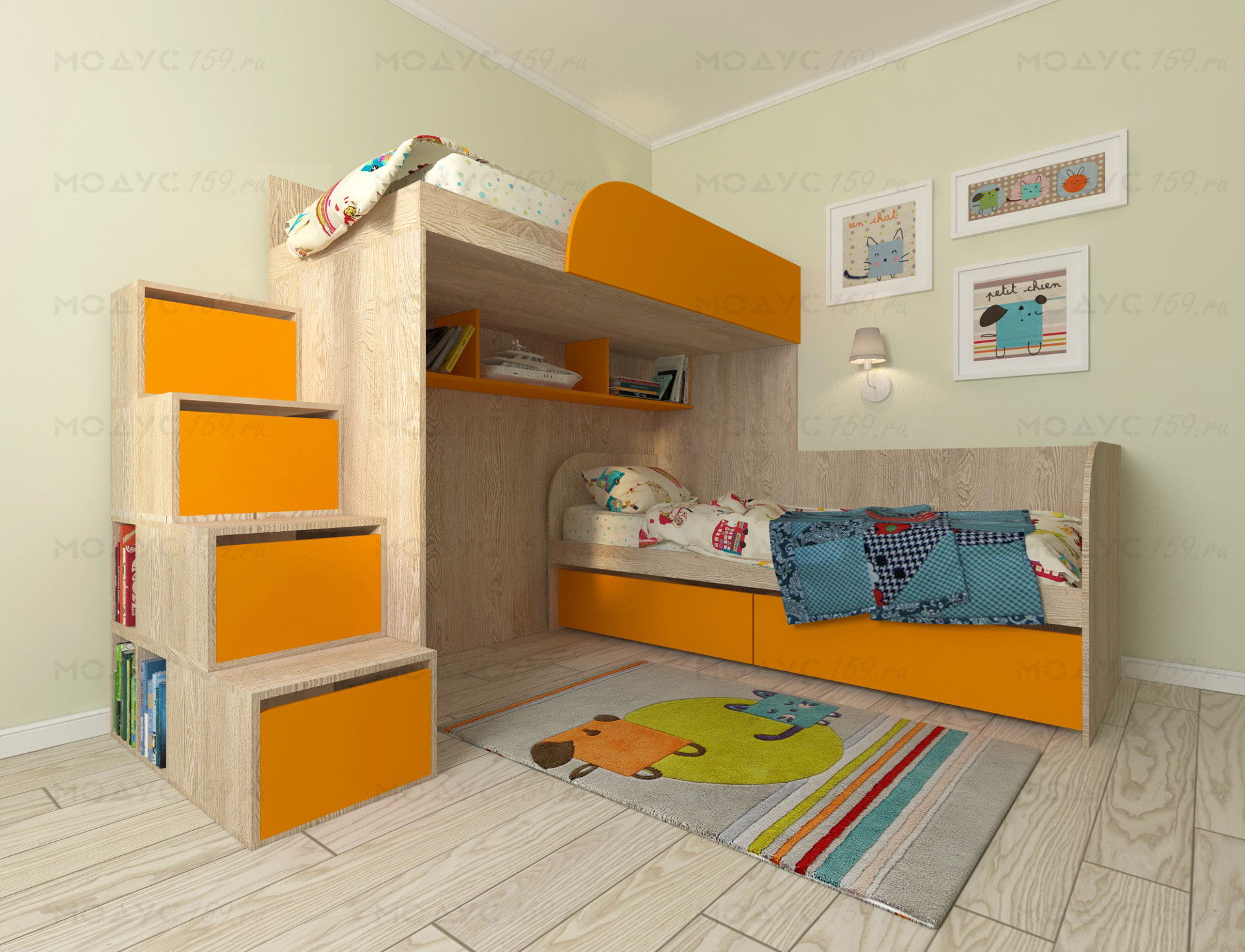 детская оранж кровать-чердак мебель под заказ Пермь